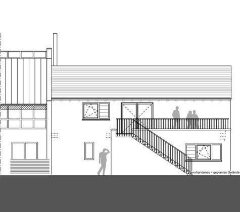 Angefügt an den Zentrumsbau gibt sich der Neubau sehr zurückhaltend